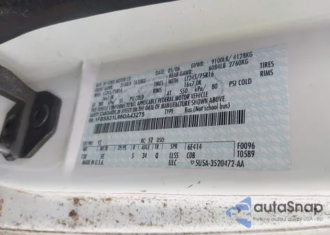 2006 Ford E-350 Super Duty Xl/Xlt from USA, damaged, VIN 1FBSS31L66DA43275